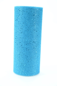 6 Inch Wide x 10 Yard Net, Turquoise Glittered (1 Spool) SALE ITEM